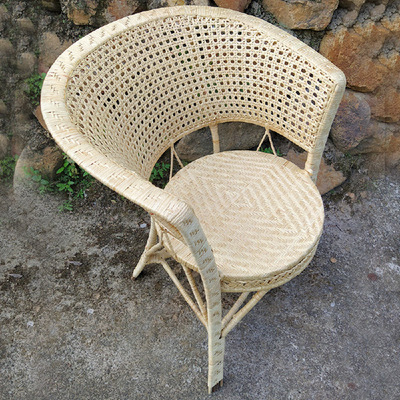 天然藤編高腳圓形靠背老款單人家用藤椅老人椅子辦公椅電腦椅餐椅